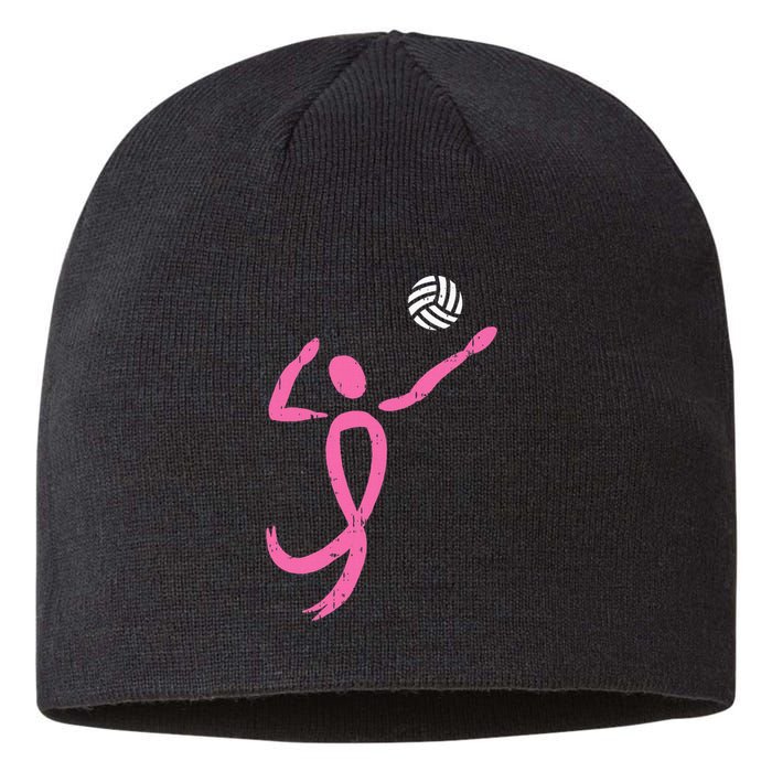 Volleyball Ribbon Breast Cancer Awareness Sport Gift Sustainable Beanie