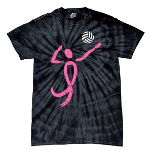 Volleyball Ribbon Breast Cancer Awareness Sport Gift Tie-Dye T-Shirt