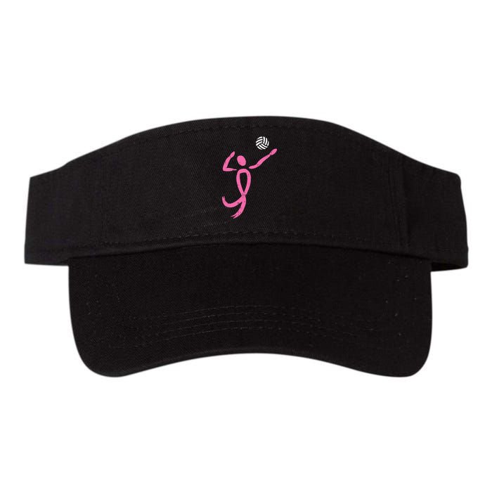 Volleyball Ribbon Breast Cancer Awareness Sport Gift Valucap Bio-Washed Visor