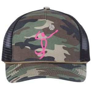 Volleyball Ribbon Breast Cancer Awareness Sport Gift Retro Rope Trucker Hat Cap