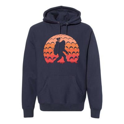 Vintage Retro Bigfoot Golf Golfer Sasquatch Premium Hoodie