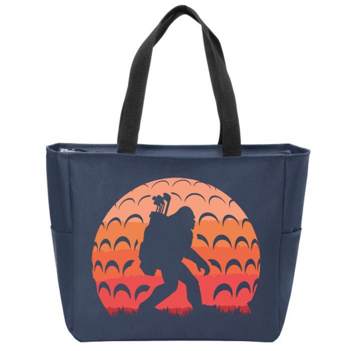 Vintage Retro Bigfoot Golf Golfer Sasquatch Zip Tote Bag