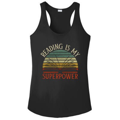 Vintage Reading Bookworm Gift Reading Is My Superpower Cool Gift Ladies PosiCharge Competitor Racerback Tank