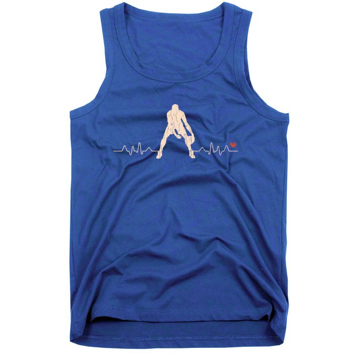 Vintage Retro Basketballplayer Heartbeat Gift Basketball Gift Tank Top