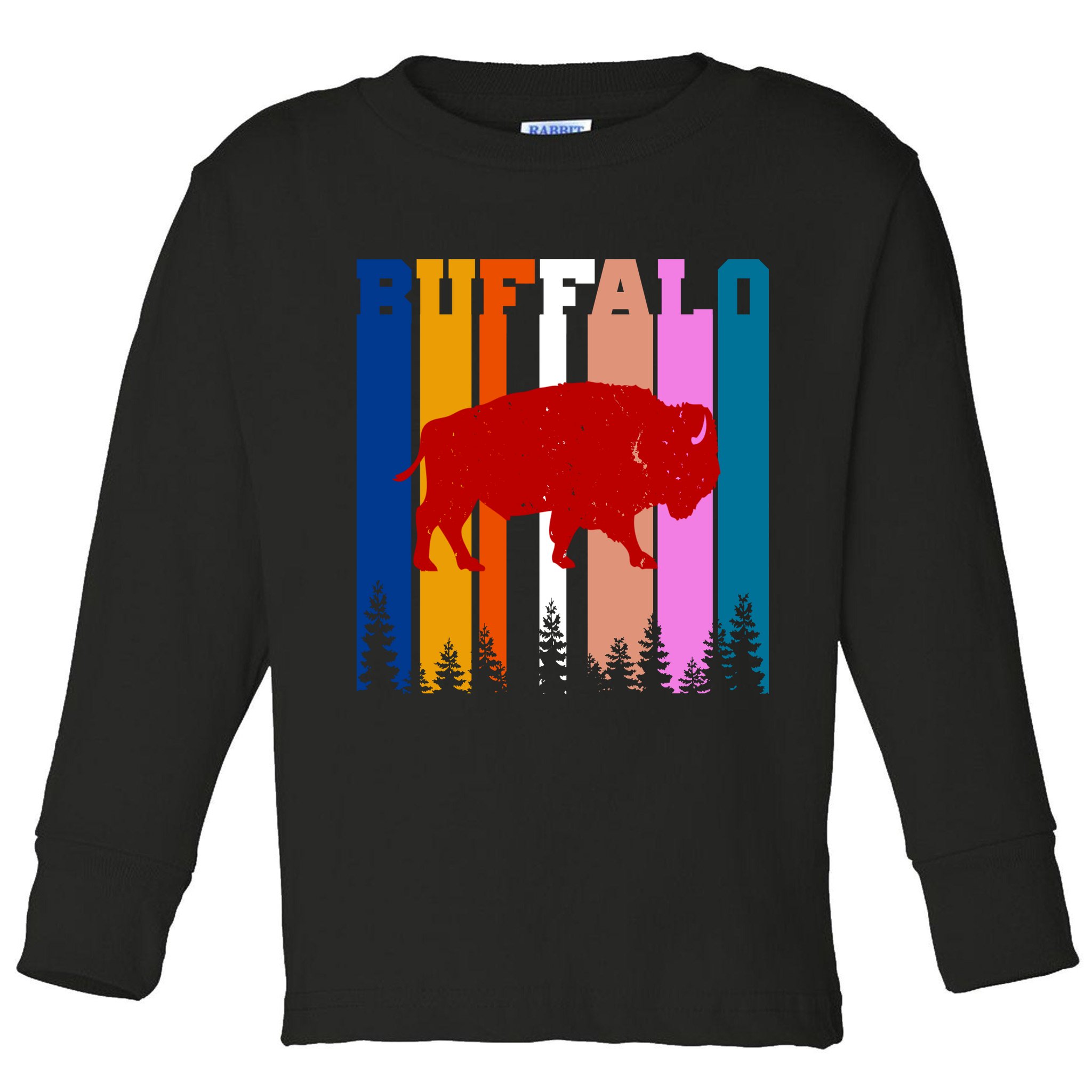Vintage Retro Buffalo Toddler Long Sleeve Shirt