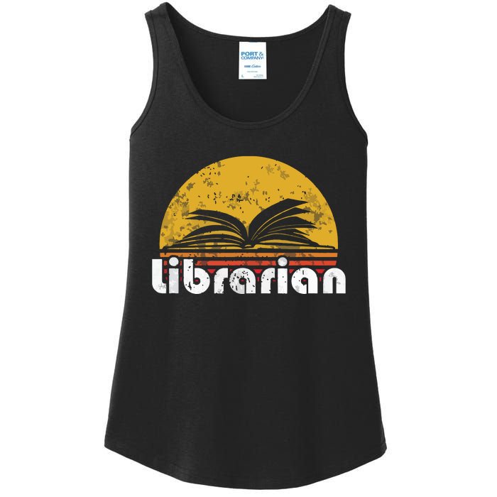 Vintage Reading Book Librarian Retro Sunset Gift Ladies Essential Tank