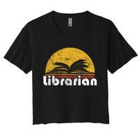 Vintage Reading Book Librarian Retro Sunset Gift Women's Crop Top Tee