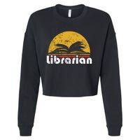 Vintage Reading Book Librarian Retro Sunset Gift Cropped Pullover Crew