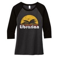 Vintage Reading Book Librarian Retro Sunset Gift Women's Tri-Blend 3/4-Sleeve Raglan Shirt