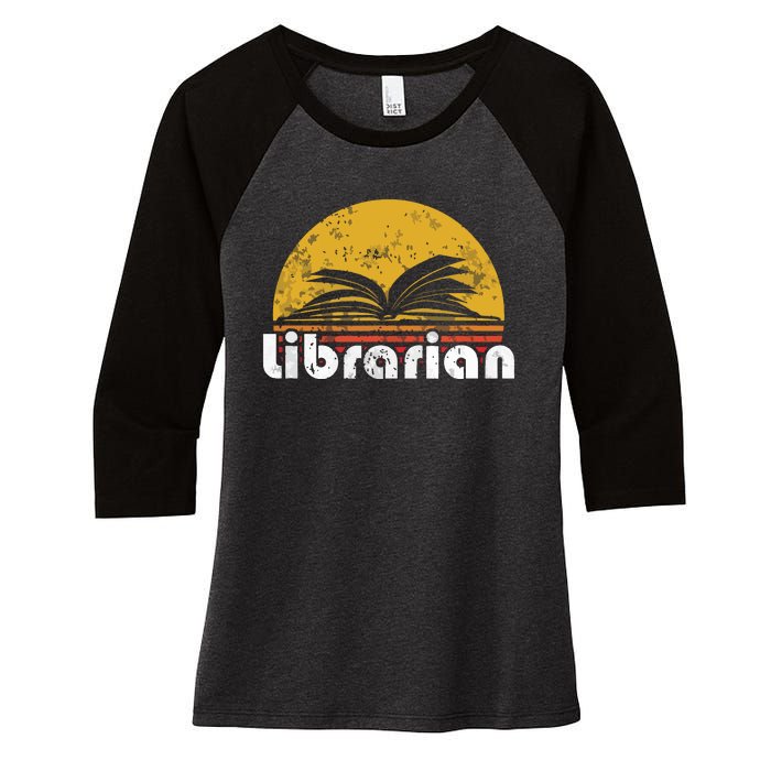 Vintage Reading Book Librarian Retro Sunset Gift Women's Tri-Blend 3/4-Sleeve Raglan Shirt