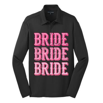 Vintage Retro Bride Rodeo Cowgirl Bachelorette Party Wedding Silk Touch Performance Long Sleeve Polo