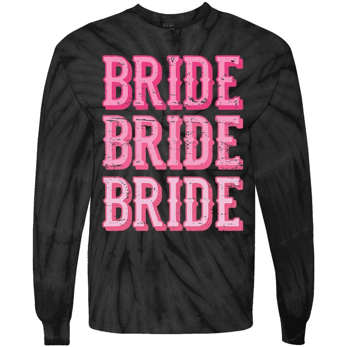 Vintage Retro Bride Rodeo Cowgirl Bachelorette Party Wedding Tie-Dye Long Sleeve Shirt