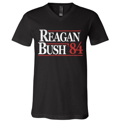 Vintage Reagan Bush 1984 V-Neck T-Shirt