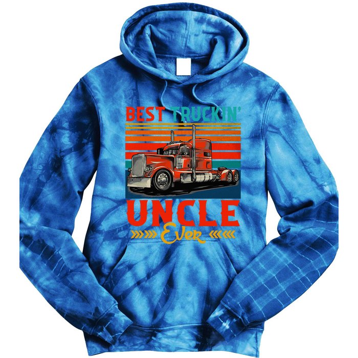 Vintage Retro Best Truckin Uncle Ever Tie Dye Hoodie