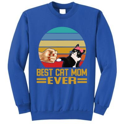 Vintage Retro Best Cat Mom Ever Cat Lover Family Funny Gift Sweatshirt