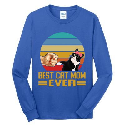 Vintage Retro Best Cat Mom Ever Cat Lover Family Funny Gift Tall Long Sleeve T-Shirt