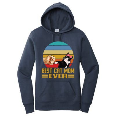 Vintage Retro Best Cat Mom Ever Cat Lover Family Funny Gift Women's Pullover Hoodie