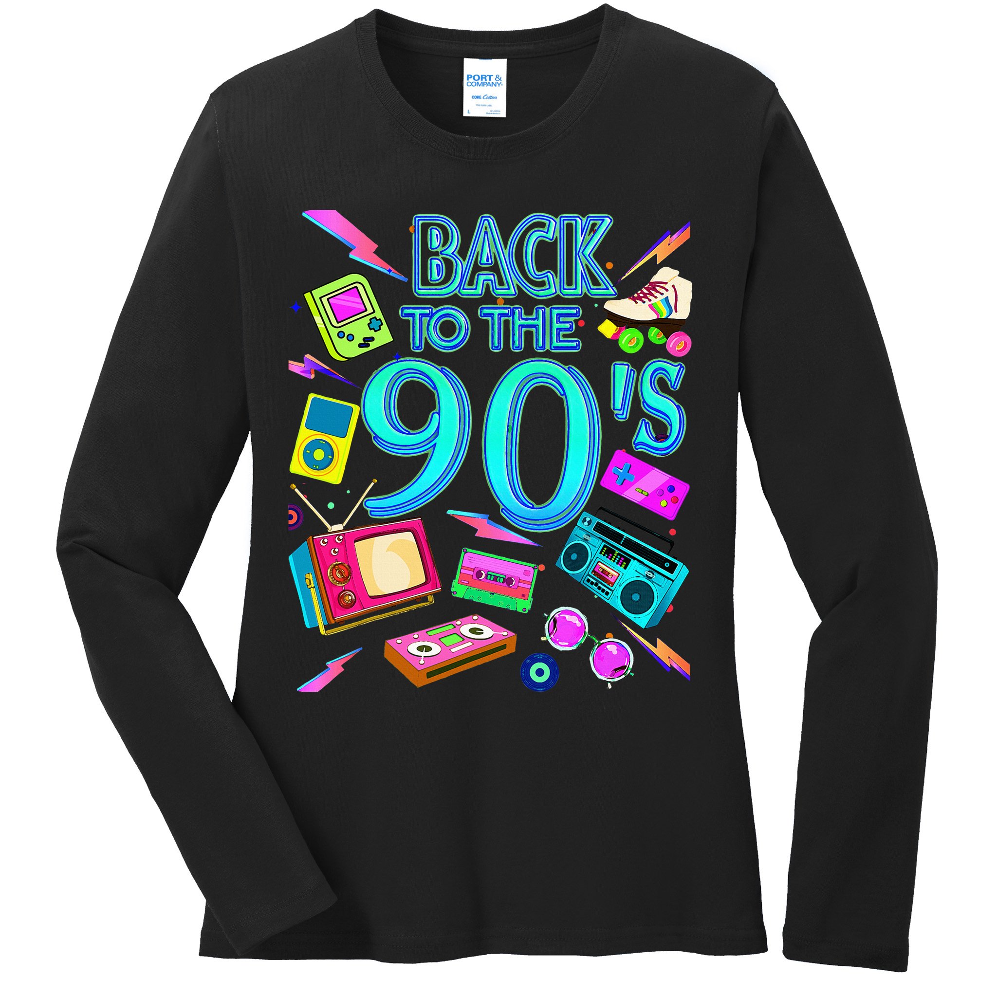Vintage Retro Back To 90S Ladies Long Sleeve Shirt