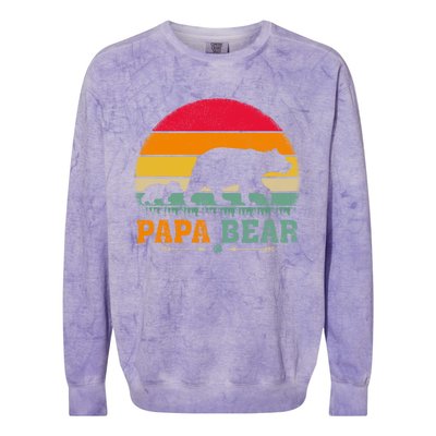 Vintage Retro Bear Animal Lover Papa Bear FatherS Day Gift Colorblast Crewneck Sweatshirt