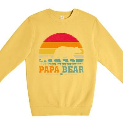 Vintage Retro Bear Animal Lover Papa Bear FatherS Day Gift Premium Crewneck Sweatshirt