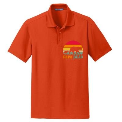 Vintage Retro Bear Animal Lover Papa Bear FatherS Day Gift Dry Zone Grid Polo