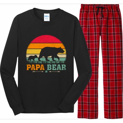 Vintage Retro Bear Animal Lover Papa Bear FatherS Day Gift Long Sleeve Pajama Set