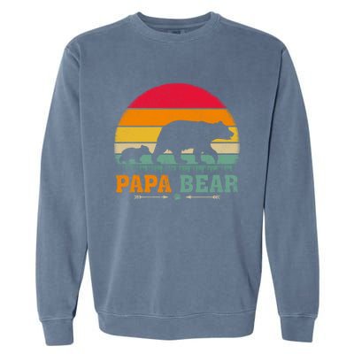 Vintage Retro Bear Animal Lover Papa Bear FatherS Day Gift Garment-Dyed Sweatshirt