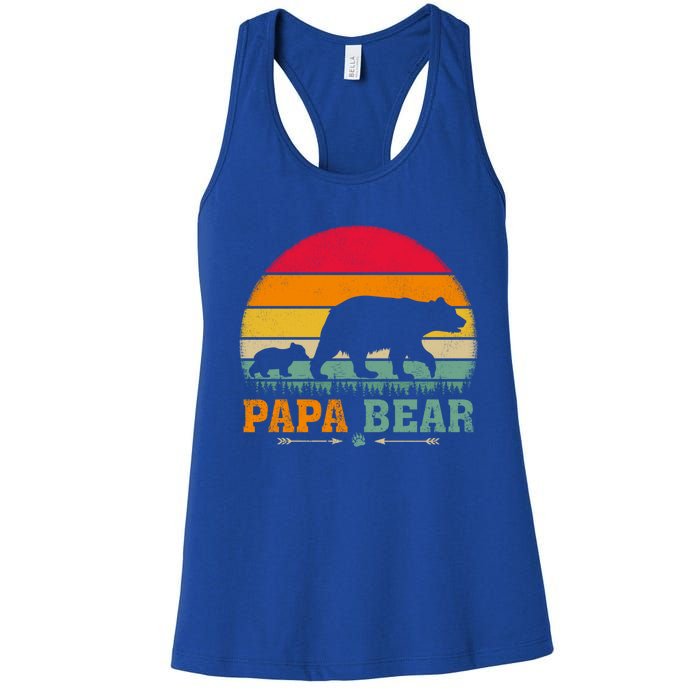 Vintage Retro Bear Animal Lover Papa Bear FatherS Day Gift Women's Racerback Tank