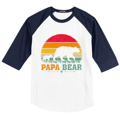 Vintage Retro Bear Animal Lover Papa Bear FatherS Day Gift Baseball Sleeve Shirt