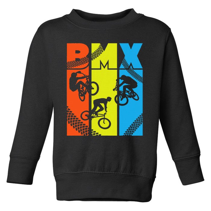 Vintage Retro Bmx Funny Bmx Rider Bicycle Motocross Toddler Sweatshirt