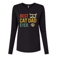 Vintage Retro Best Cat Dad Ever Cat Daddy Gift Womens Cotton Relaxed Long Sleeve T-Shirt