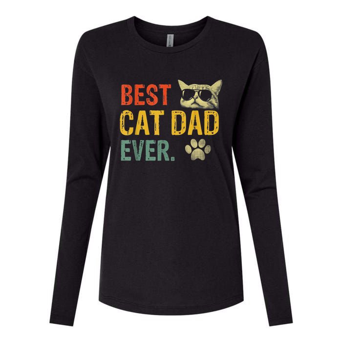 Vintage Retro Best Cat Dad Ever Cat Daddy Gift Womens Cotton Relaxed Long Sleeve T-Shirt