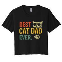 Vintage Retro Best Cat Dad Ever Cat Daddy Gift Women's Crop Top Tee