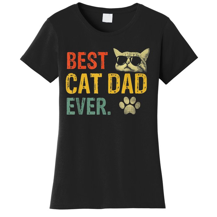 Vintage Retro Best Cat Dad Ever Cat Daddy Gift Women's T-Shirt