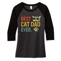 Vintage Retro Best Cat Dad Ever Cat Daddy Gift Women's Tri-Blend 3/4-Sleeve Raglan Shirt