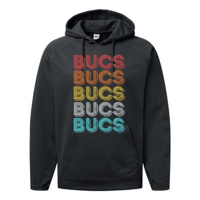 Vintage Retro Bucs Performance Fleece Hoodie