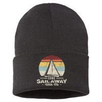 Vintage Retro Come Sail Away With Me Funny Sailing Sustainable Knit Beanie