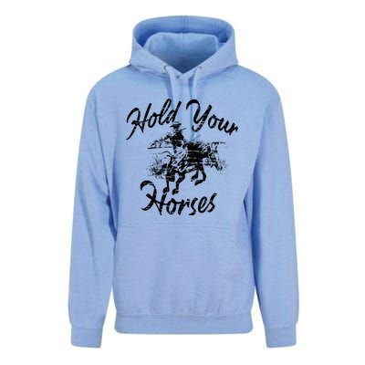 Vintage Rodeo Cow Hold Your Horses Retro Western Gift Unisex Surf Hoodie