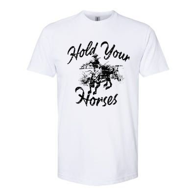 Vintage Rodeo Cow Hold Your Horses Retro Western Gift Softstyle CVC T-Shirt