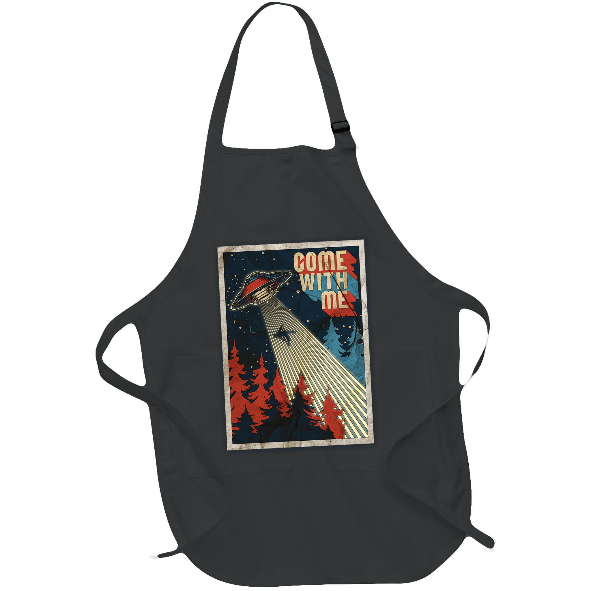 Vintage Retro Come With Me UFO Poster Apron