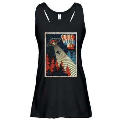Vintage Retro Come With Me UFO Poster Ladies Essential Flowy Tank