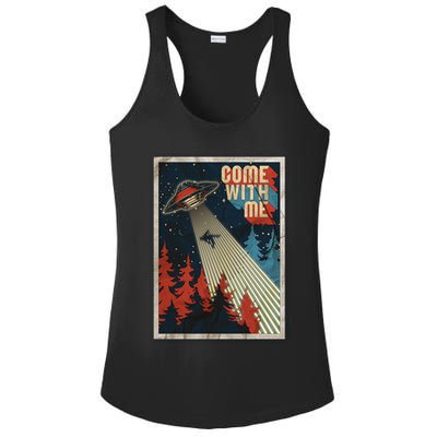 Vintage Retro Come With Me UFO Poster Ladies PosiCharge Competitor Racerback Tank