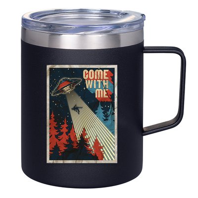 Vintage Retro Come With Me UFO Poster 12oz Stainless Steel Coffee Mug
