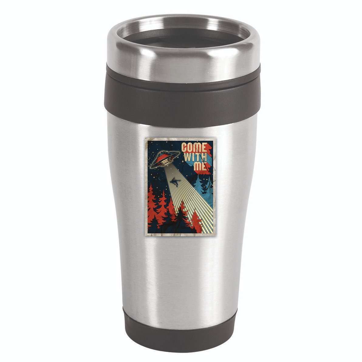 Vintage Retro Come With Me UFO Poster 16oz Travel Tumbler