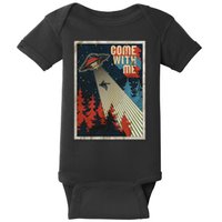 Vintage Retro Come With Me UFO Poster Baby Bodysuit