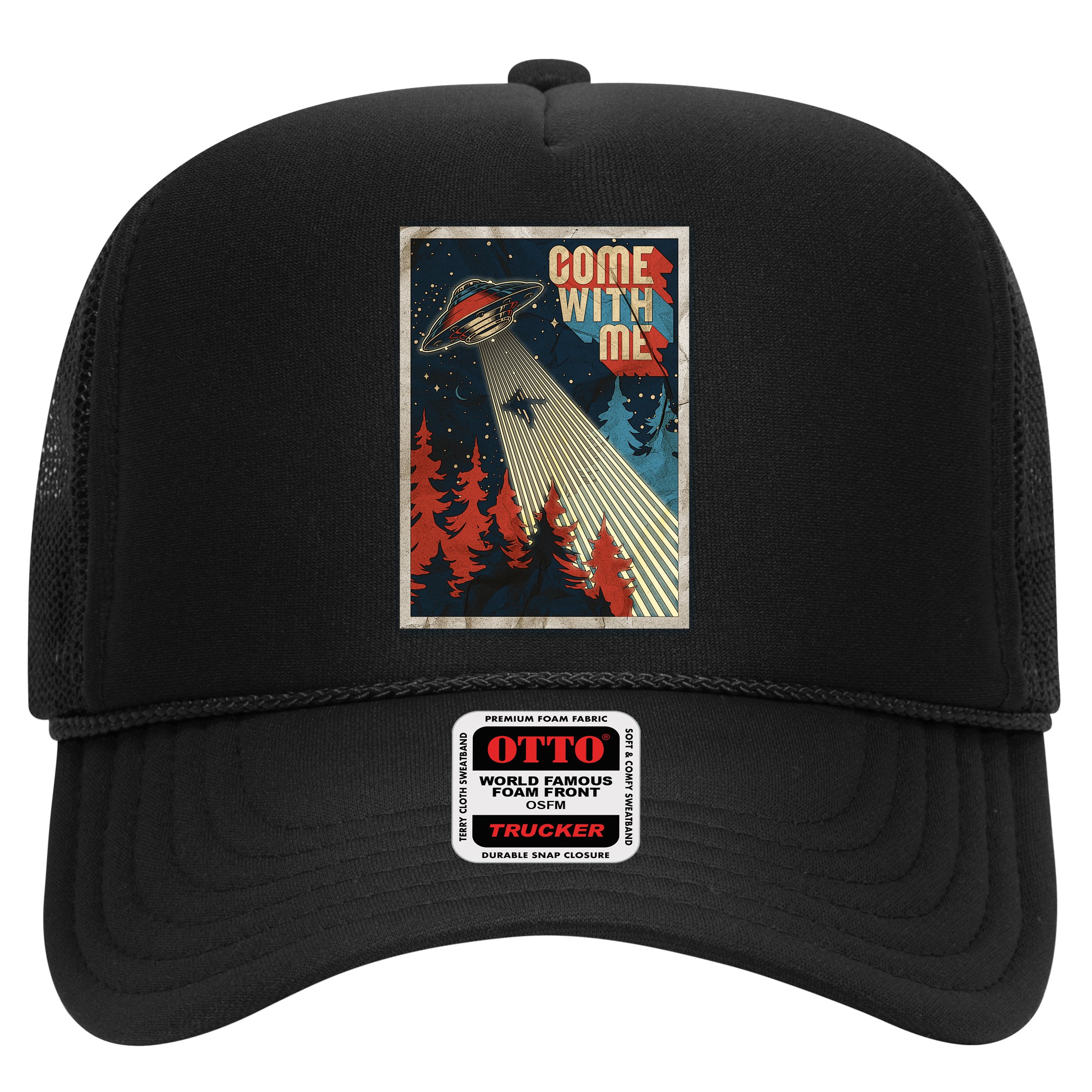 Vintage Retro Come With Me UFO Poster Hat