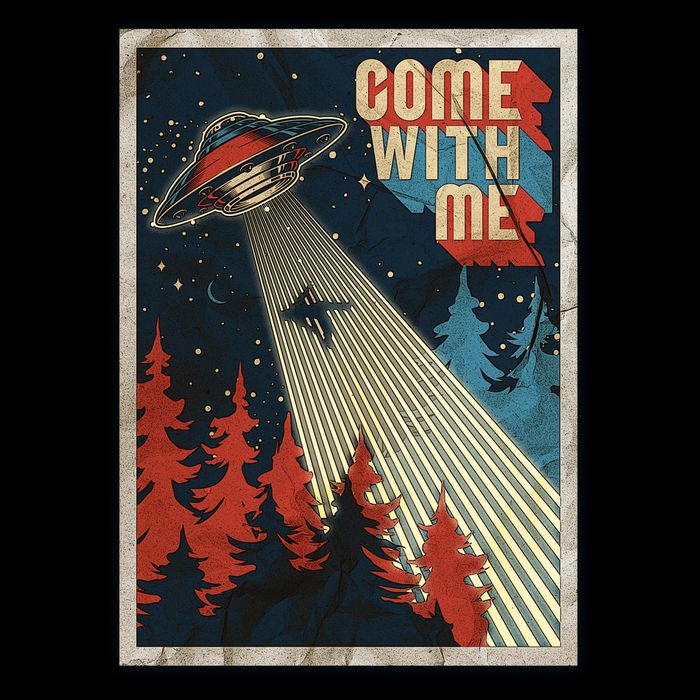 Vintage Retro Come With Me UFO Poster Wool Snapback Cap