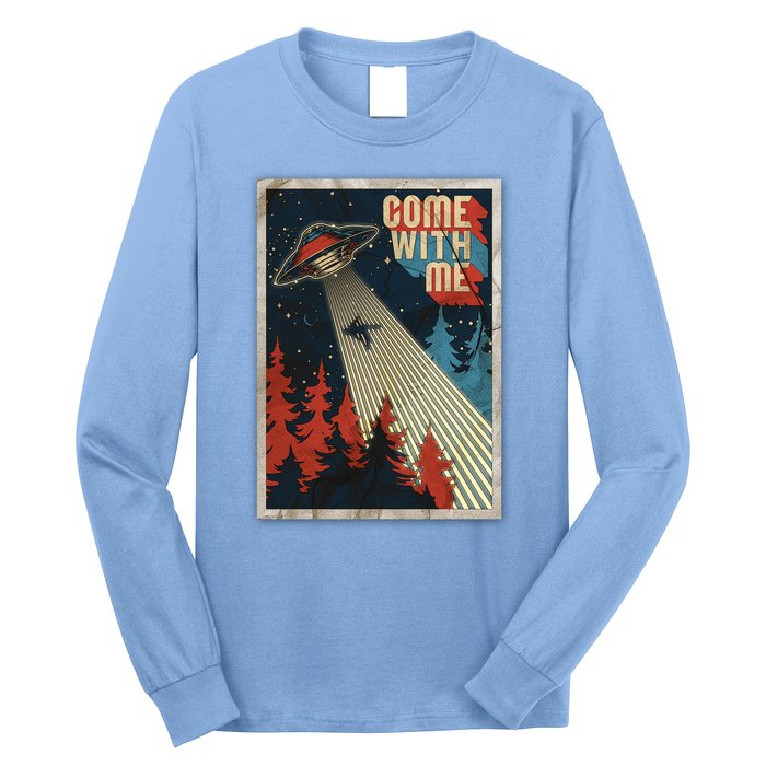 Vintage Retro Come With Me UFO Poster Long Sleeve Shirt