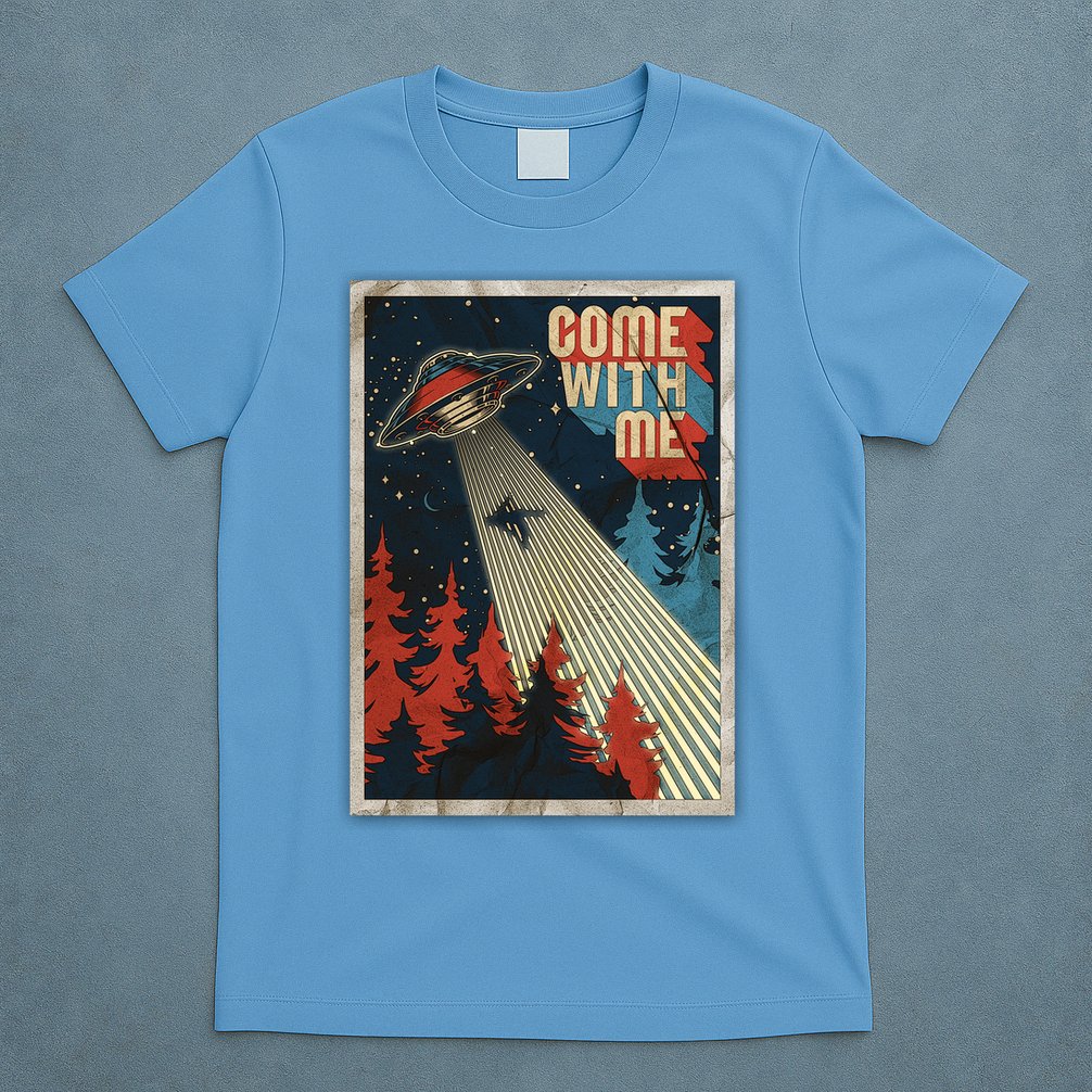 Vintage Retro Come With Me UFO Poster T-Shirt