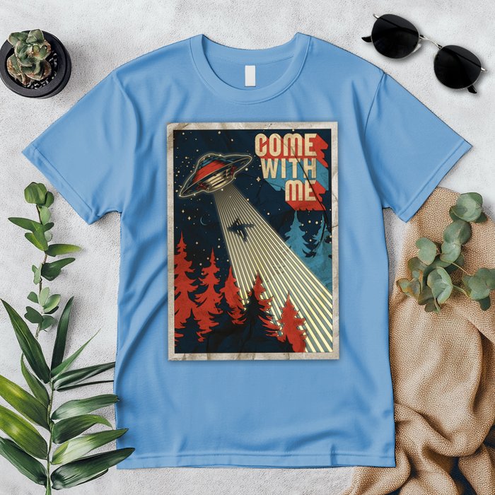 Vintage Retro Come With Me UFO Poster Premium T-Shirt
